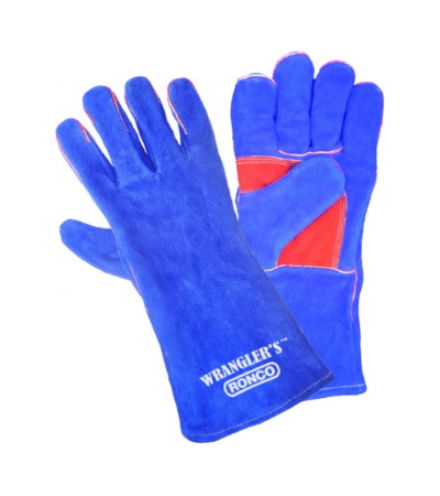 RON 75-485 - Ronco Wrangler's Blue Fully Lined Split Leather 5 Finger Welding Glove